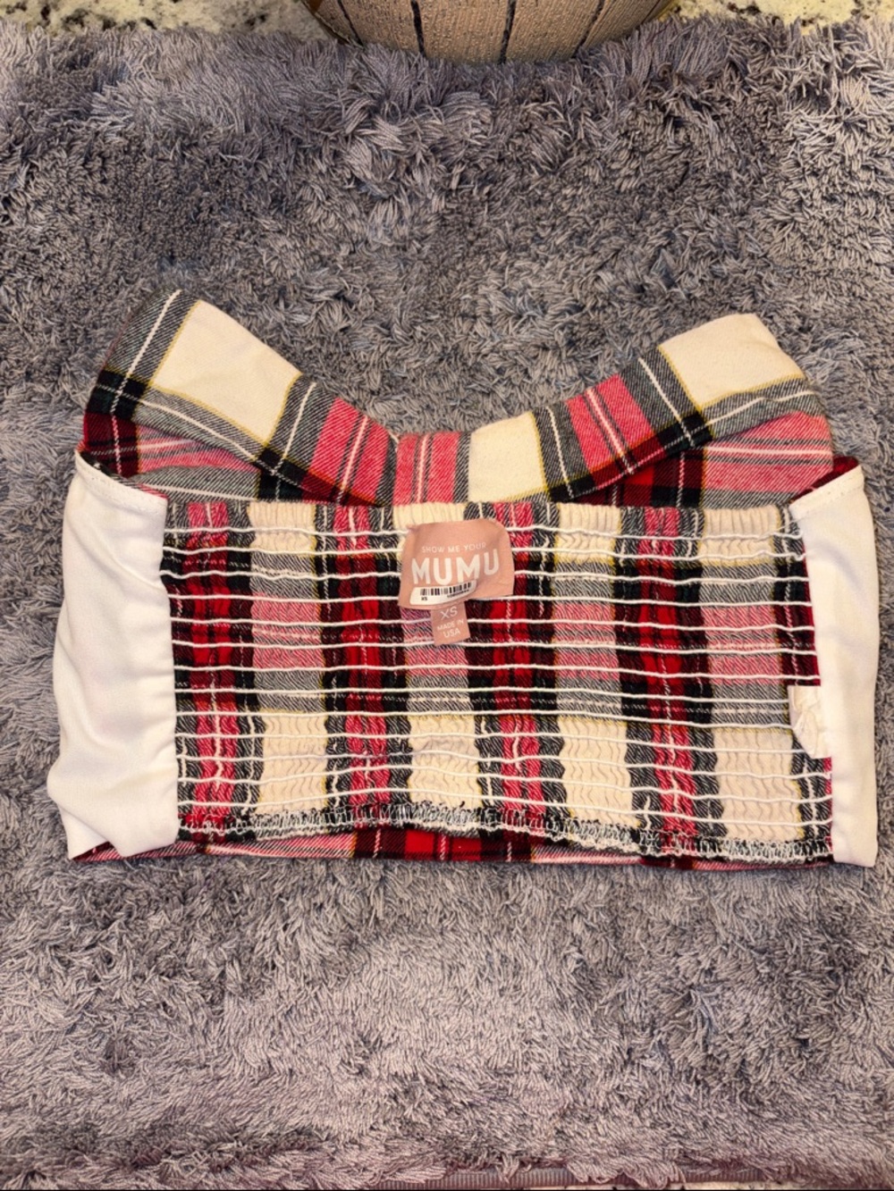 Show Me Your MuMu Red Plaid Bow Tube Top - Picture 3 of 5